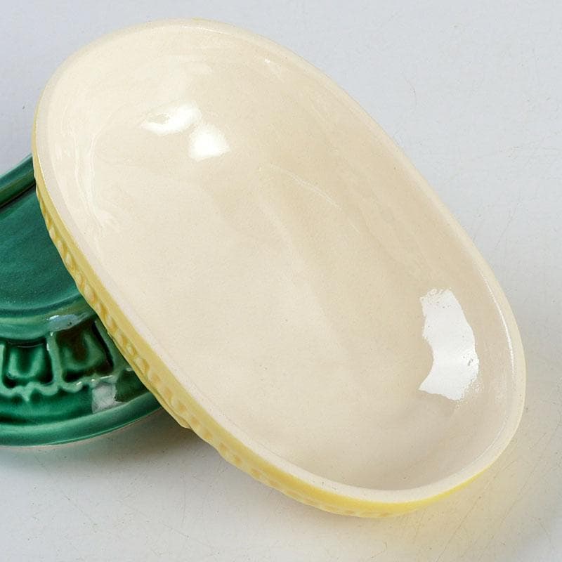 茶道具　粟田焼　岡田佳山作　黄交趾小判龍　香合　共箱　V　9523