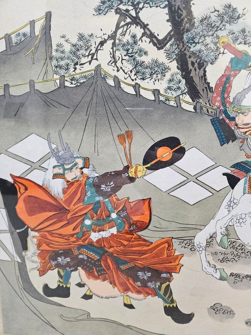 川中嶋激戦之図 浮世絵肉筆 錦絵 木額