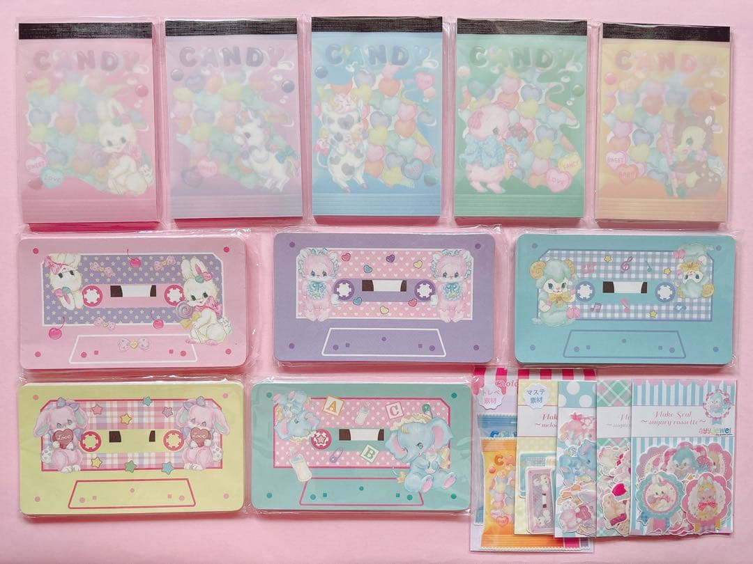 ♡ayyjewel カセットテープ メモ フレークシール アニマル キャンディ♡