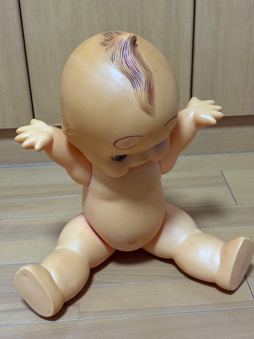 【家宝】特大キューピー人形 56cm 緑羽根 背中花びらS刻印 ヴィンテージ