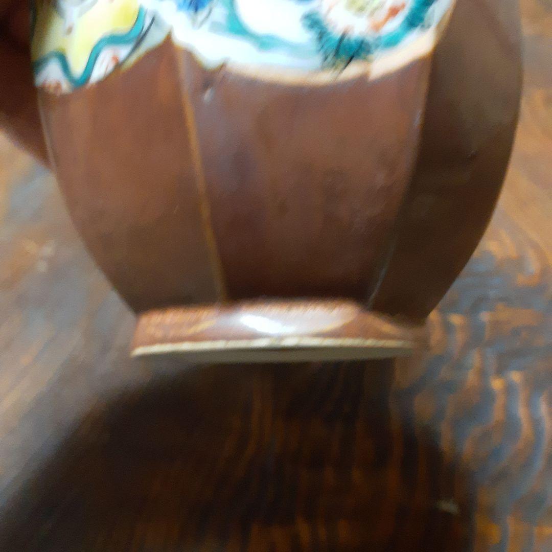 古九谷鉄釉色絵四君子徳利