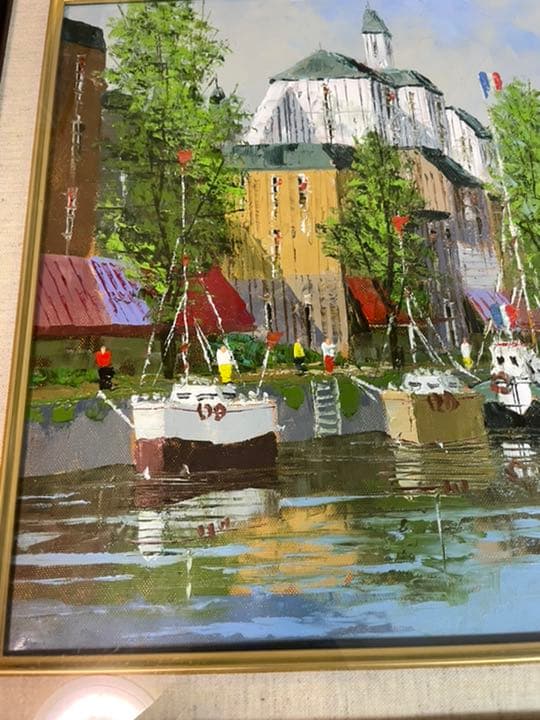 絵画　油絵　オンフルール（フランス）【肉筆】【油絵】【外国の風景】