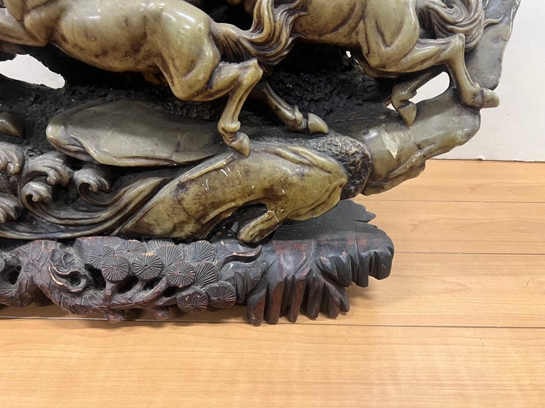 九頭馬　寿山石　置物　取引限定