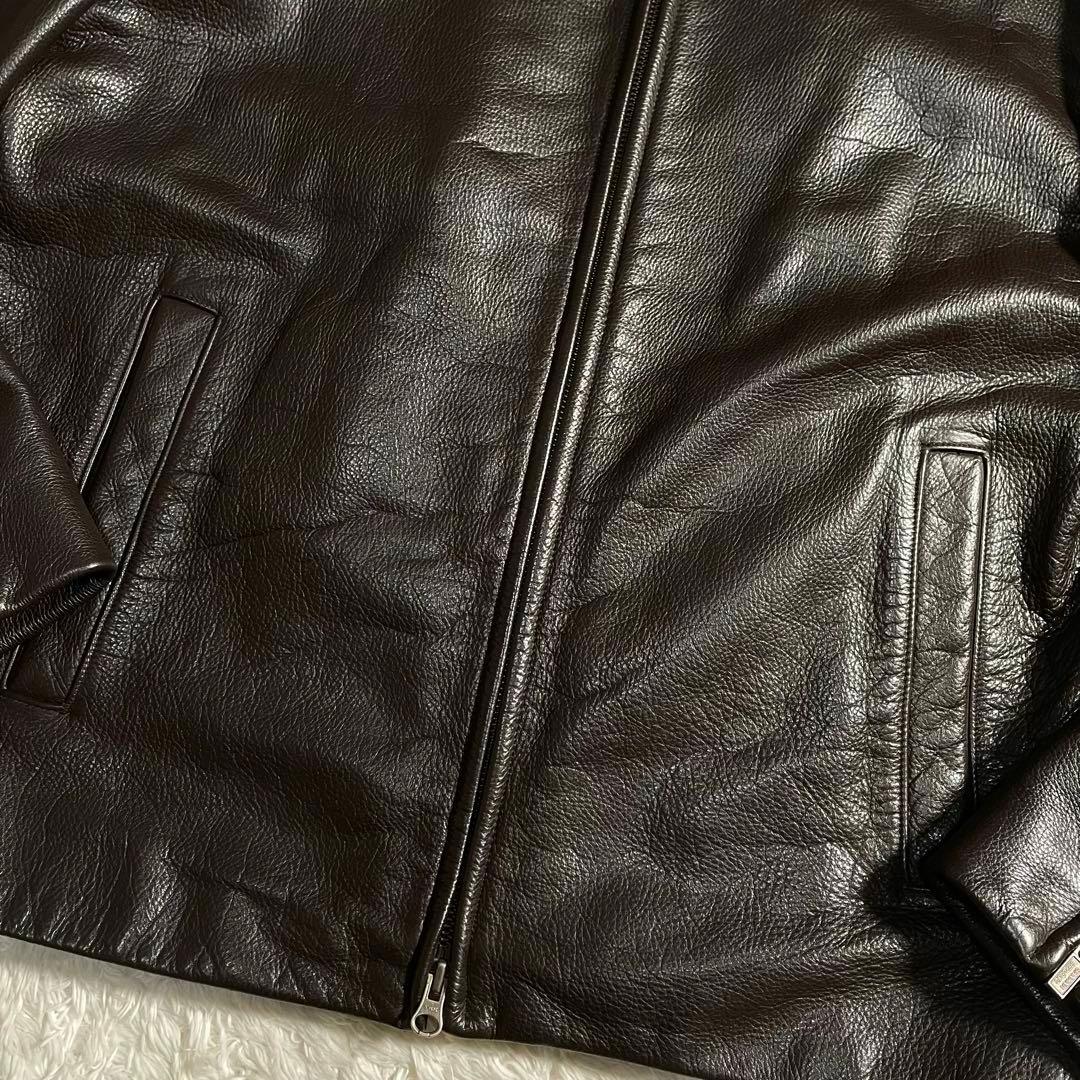 90s バナナリパブリック レザージャケット スウィングトップ 襟付き シボ