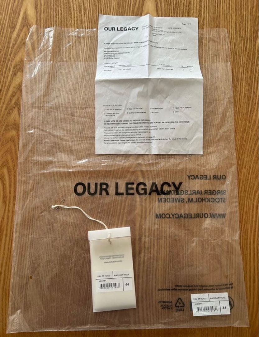 Our Lagacy 24aw モヘアフーディ /パーカー /44サイズ