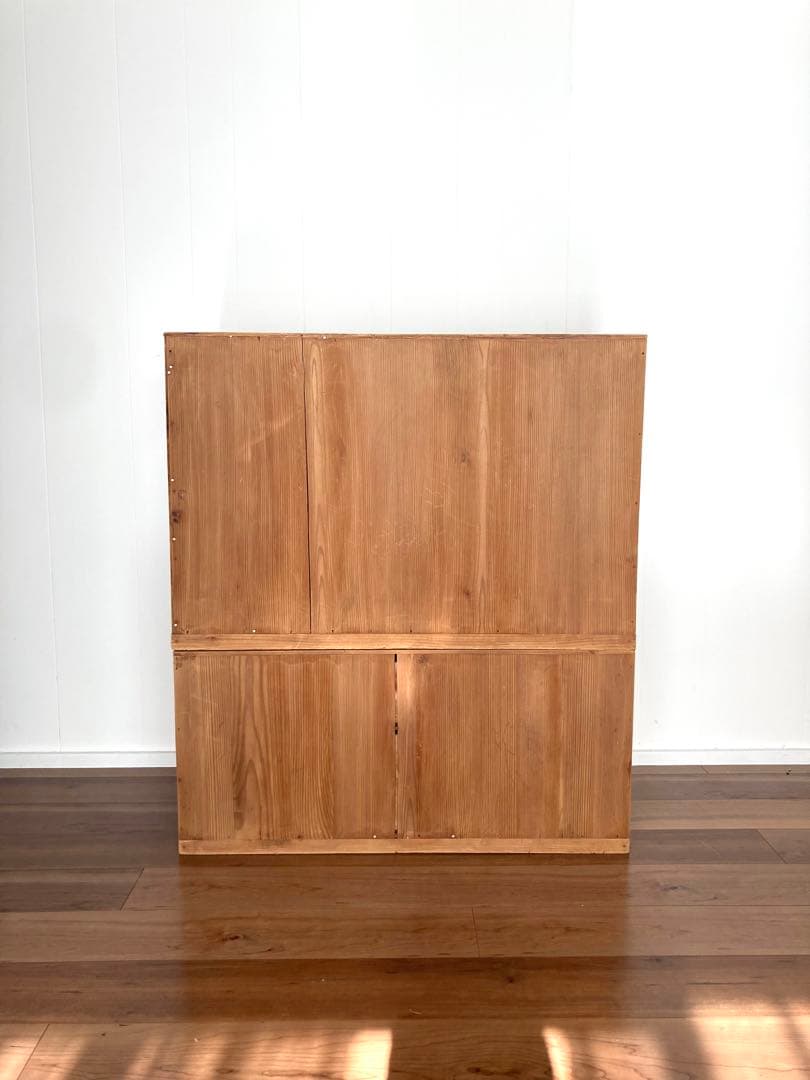 【メンテ済】アンティークの二段収納棚　上下分割可　総桐　食器棚　剥離無塗装