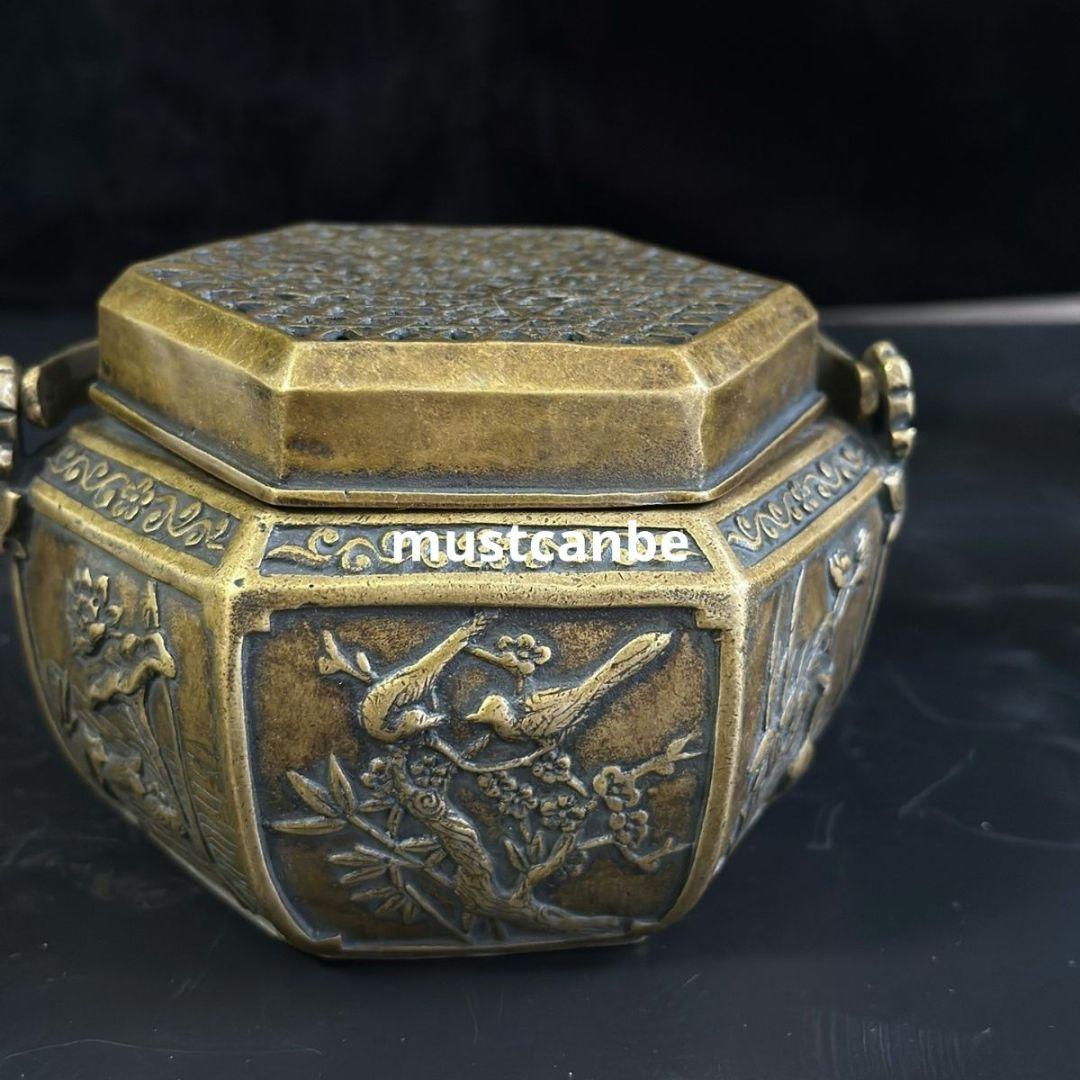 銅器 香炉 香薫炉 六角暖手炉 装飾品 工芸品 置物