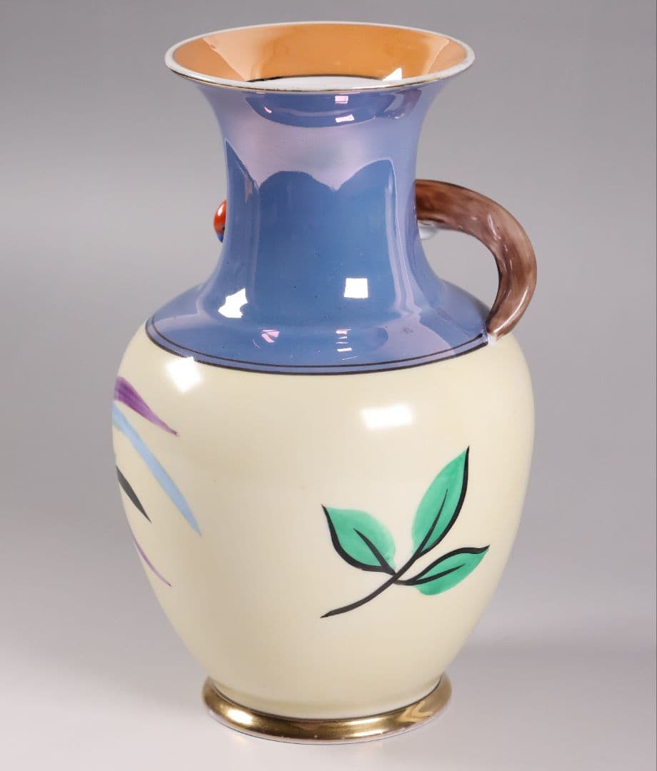 【CM312】オールドノリタケ 鳥 花瓶 ラスター彩 オウム インコ 花器