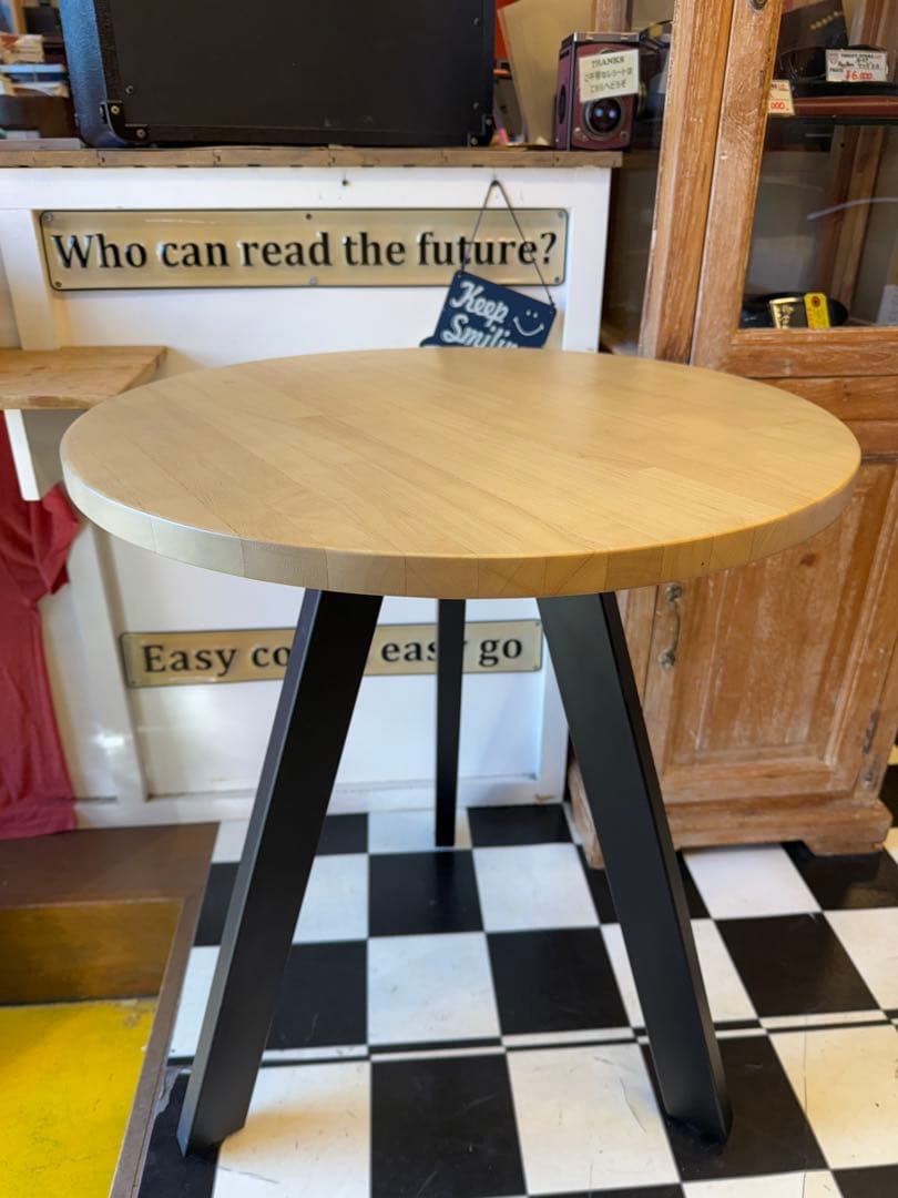 KANADEMONO ラウンドテーブル ラバーウッド 天然木 CAFETABLE