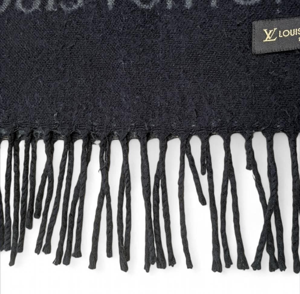 Louis Vuitton ルイヴィトン マフラー ブラック x グレー