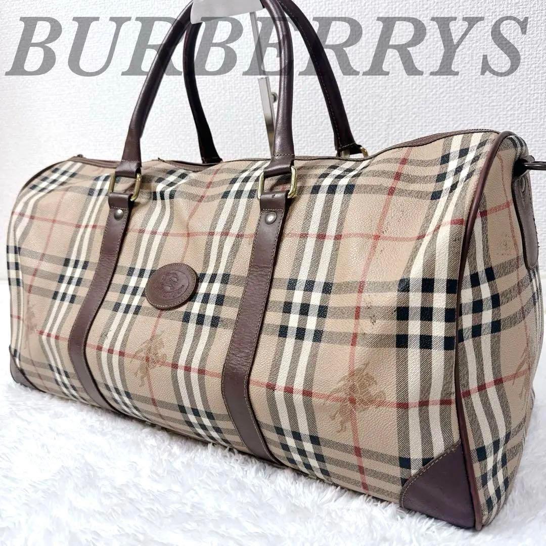 バーバリー ボストンバッグ ノバチェック ホースロゴ PVC Burberry