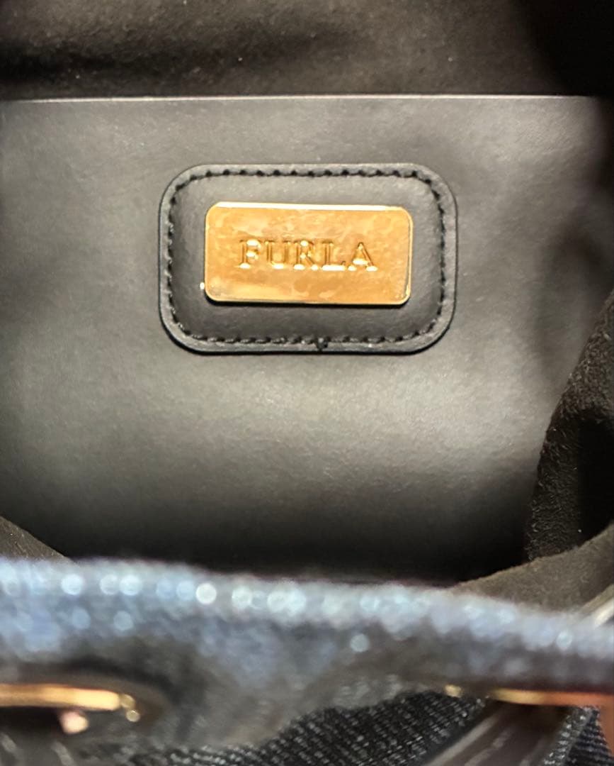 FURLA フルラ　ショルダーバッグ デニム インディゴブルー 巾着　保管袋付き