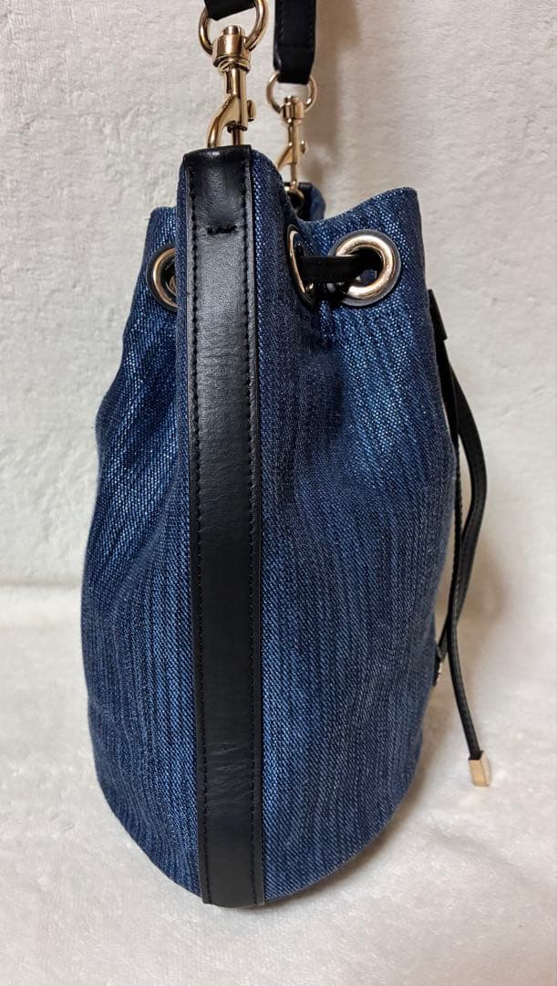 FURLA フルラ　ショルダーバッグ デニム インディゴブルー 巾着　保管袋付き