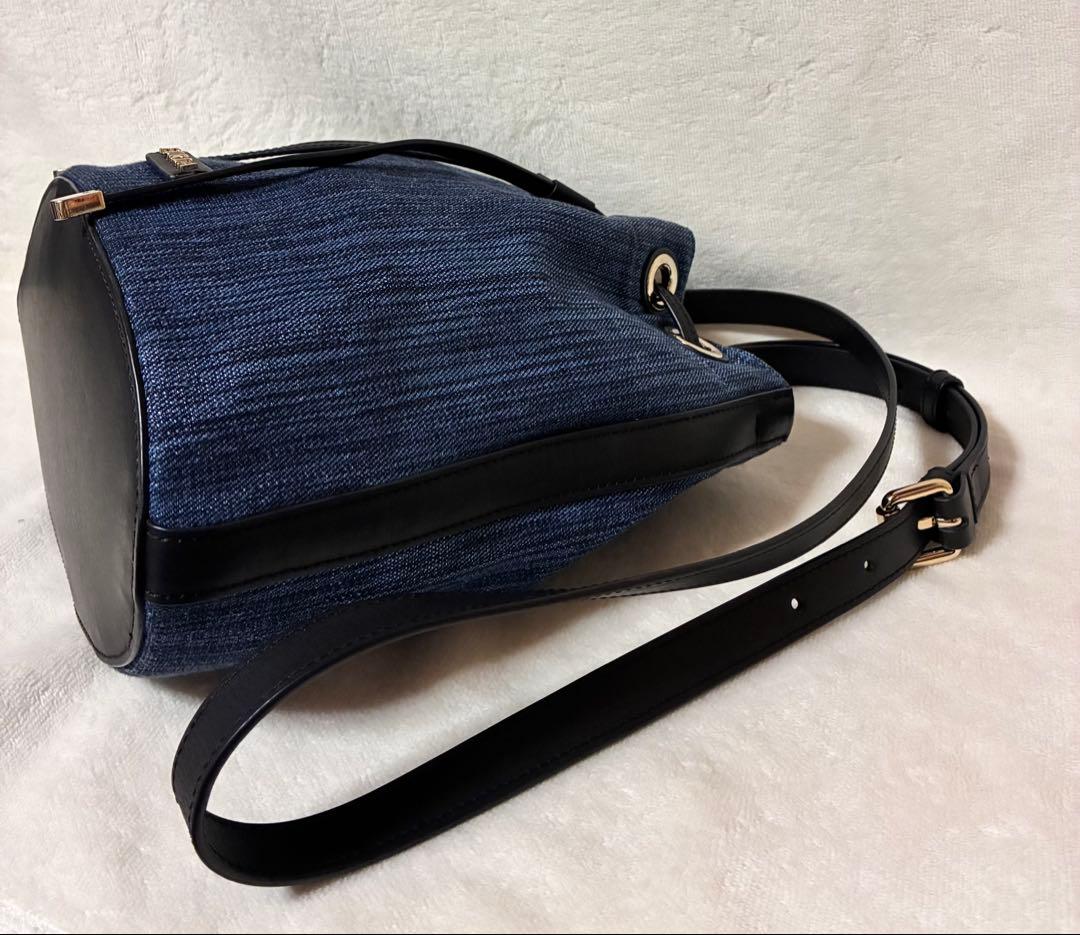 FURLA フルラ　ショルダーバッグ デニム インディゴブルー 巾着　保管袋付き