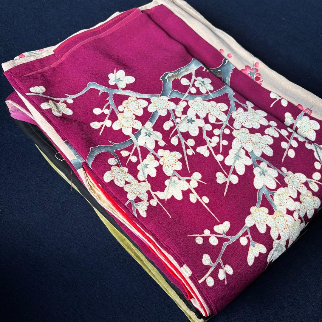 2614 アンティーク着物2枚・羽織1枚おまとめ売り　材料正絹