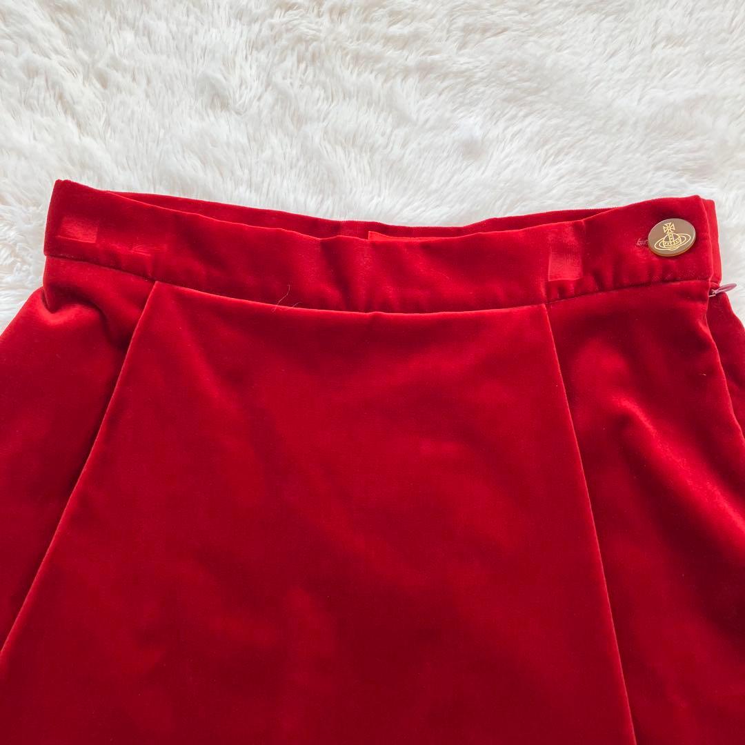 【美品】 ヴィヴィアンウエストウッド ベロア キュロット オーブ釦 40 レッド