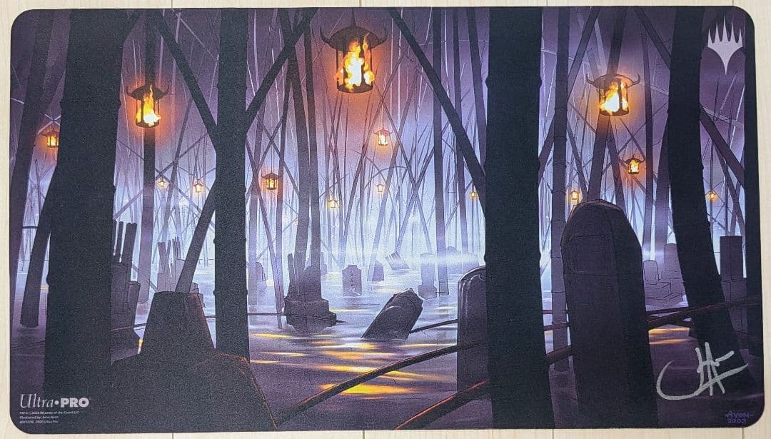 【未使用】灯籠の灯る墓地　Jhon Avon氏　サインド　プレイマット