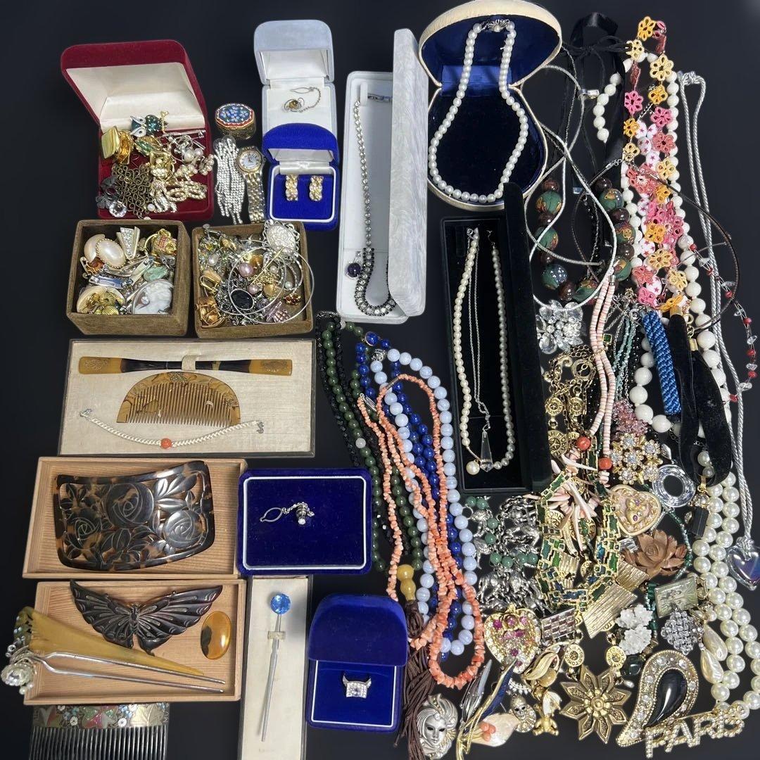 PB193 アクセサリーまとめ　整理品　遺品　約140点　天然石　珊瑚　べっ甲