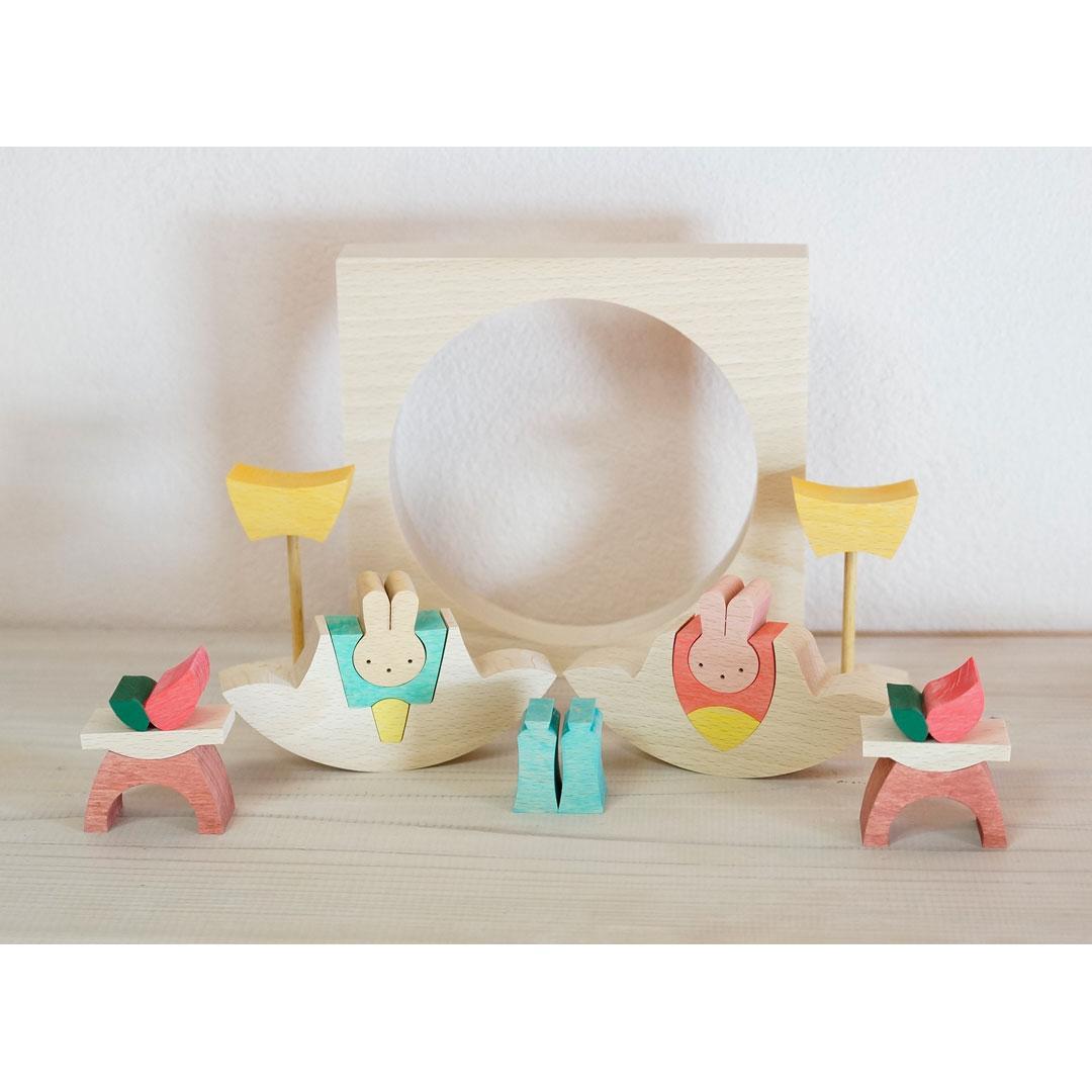 小黒三郎 組木の雛人形【新品·未使用】ウサギ円びな