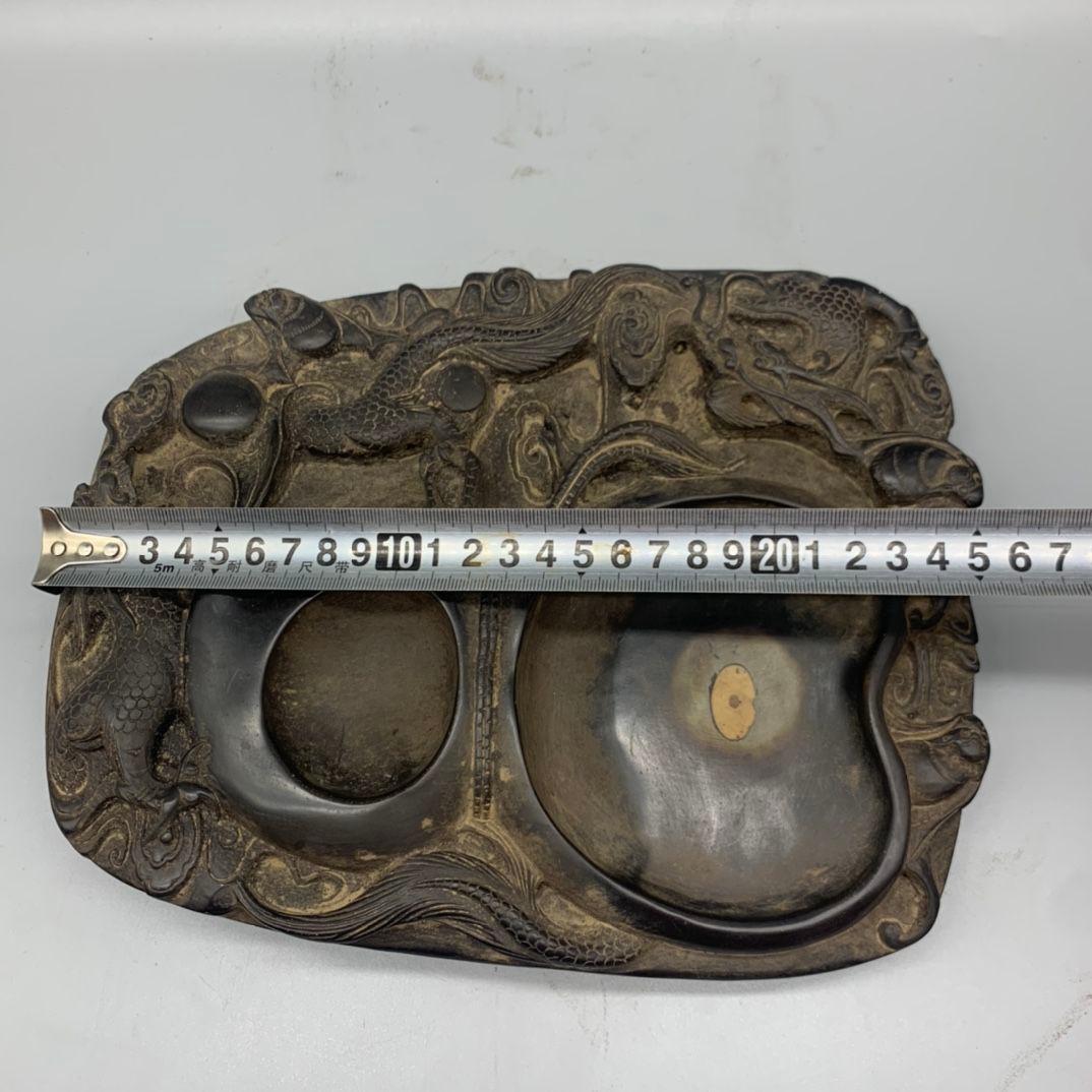 硯  竜騰紋瓢簞硯    書道具 文房具 工芸品 美術品 置物