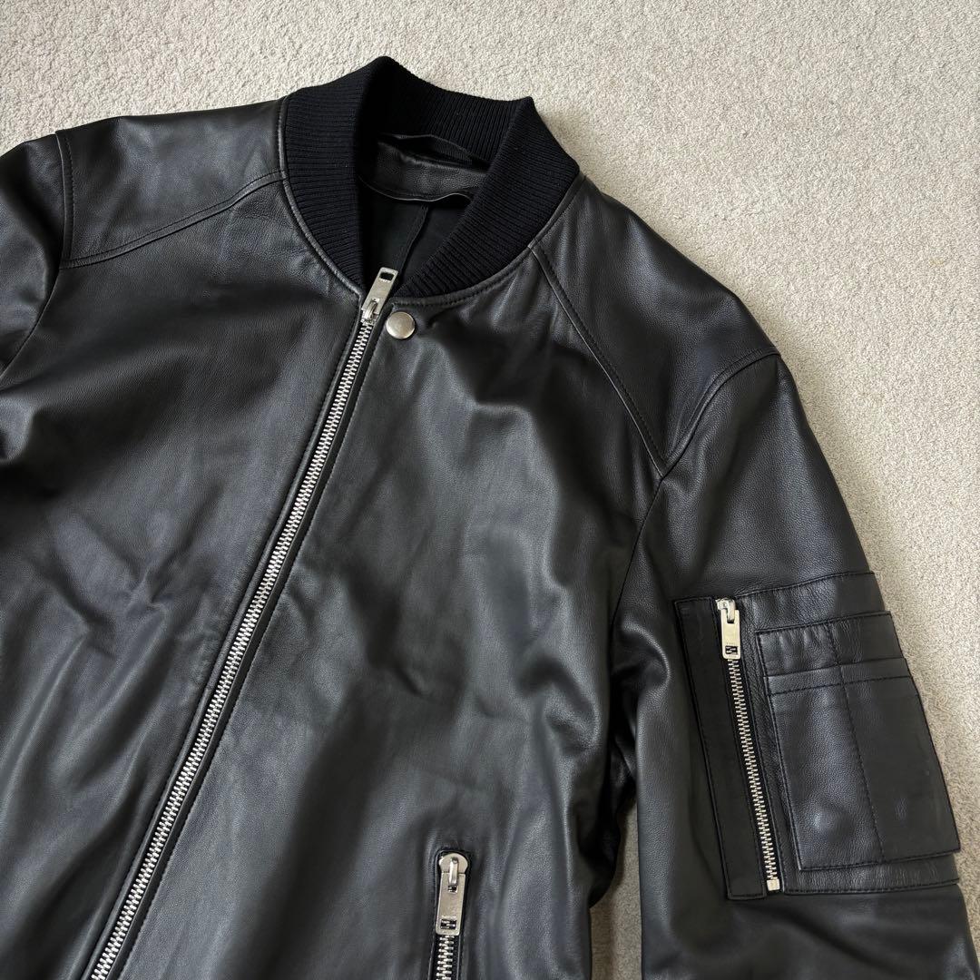 XLサイズ 美品 ディーゼル ラムレザージャケット ライダース シングル 黒