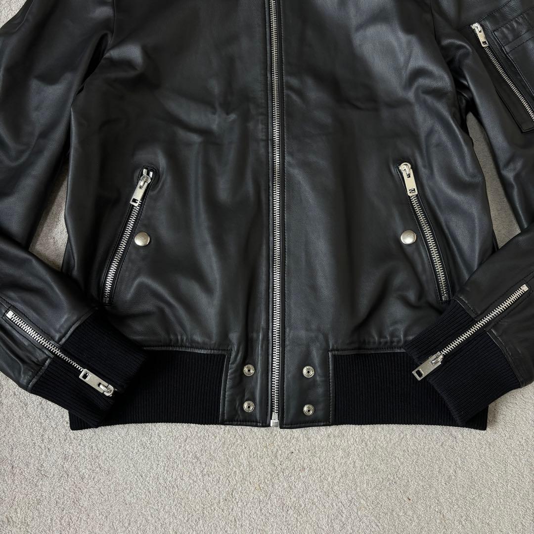 XLサイズ 美品 ディーゼル ラムレザージャケット ライダース シングル 黒