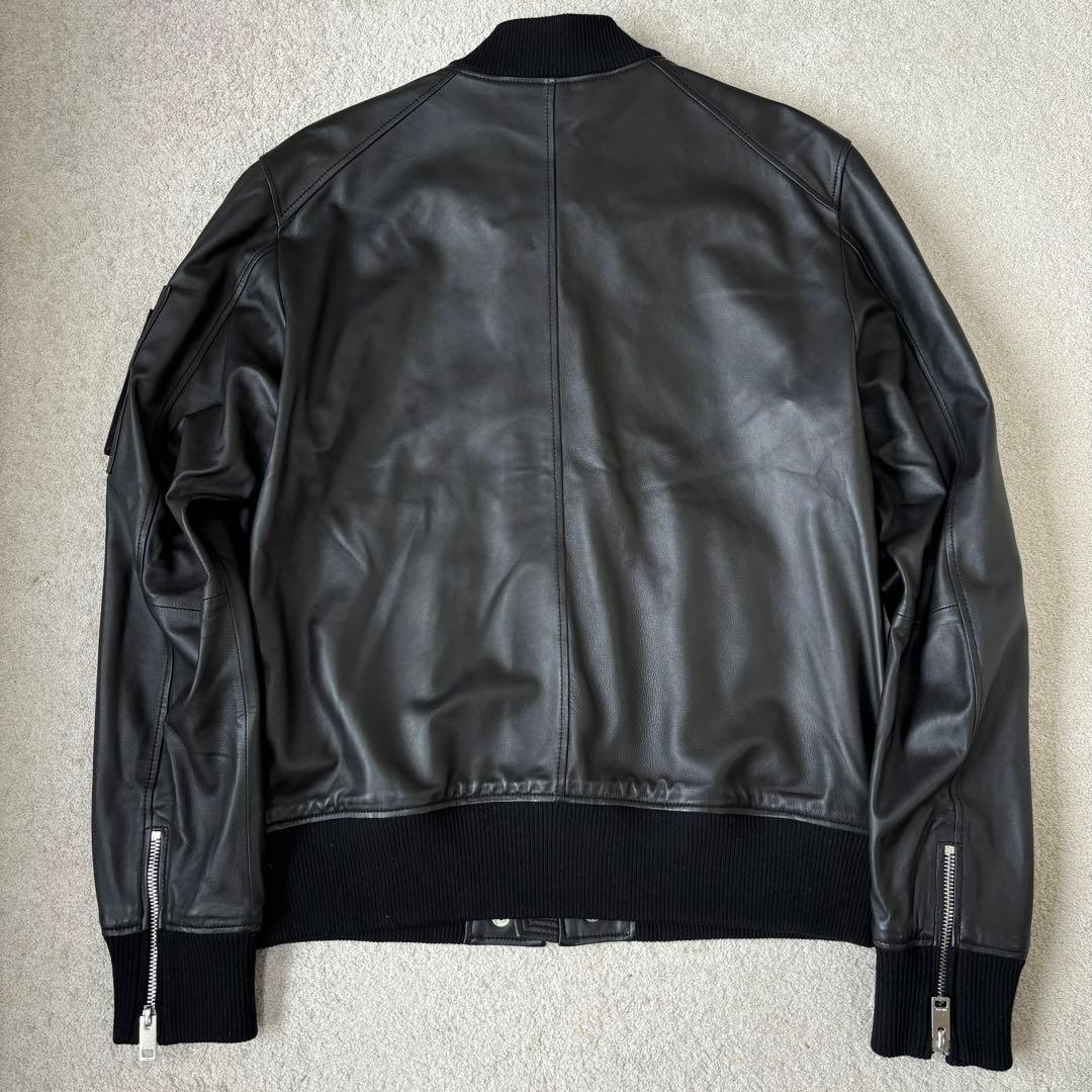 XLサイズ 美品 ディーゼル ラムレザージャケット ライダース シングル 黒