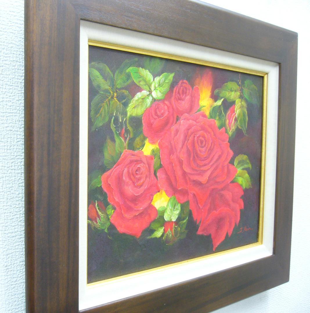 絵画 油絵 作者不詳 肉筆油絵 静物画 赤い薔薇