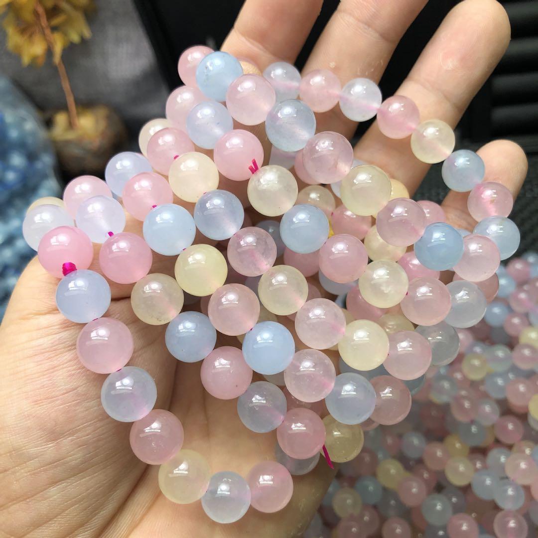 1連売り☆天然石 ミックスベリルカラーアゲート パワーストーン 粒売り 連材