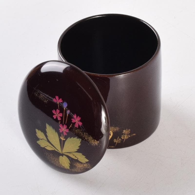 茶道具　輪島塗　元岡清斉作　春草蒔絵　金輪寺棗　共箱　V　7203