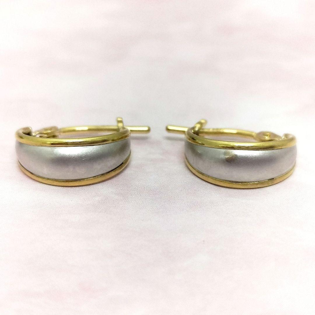 K18/Pt900 月型甲丸 フープ ワッカ スナップピアス ユニセックス