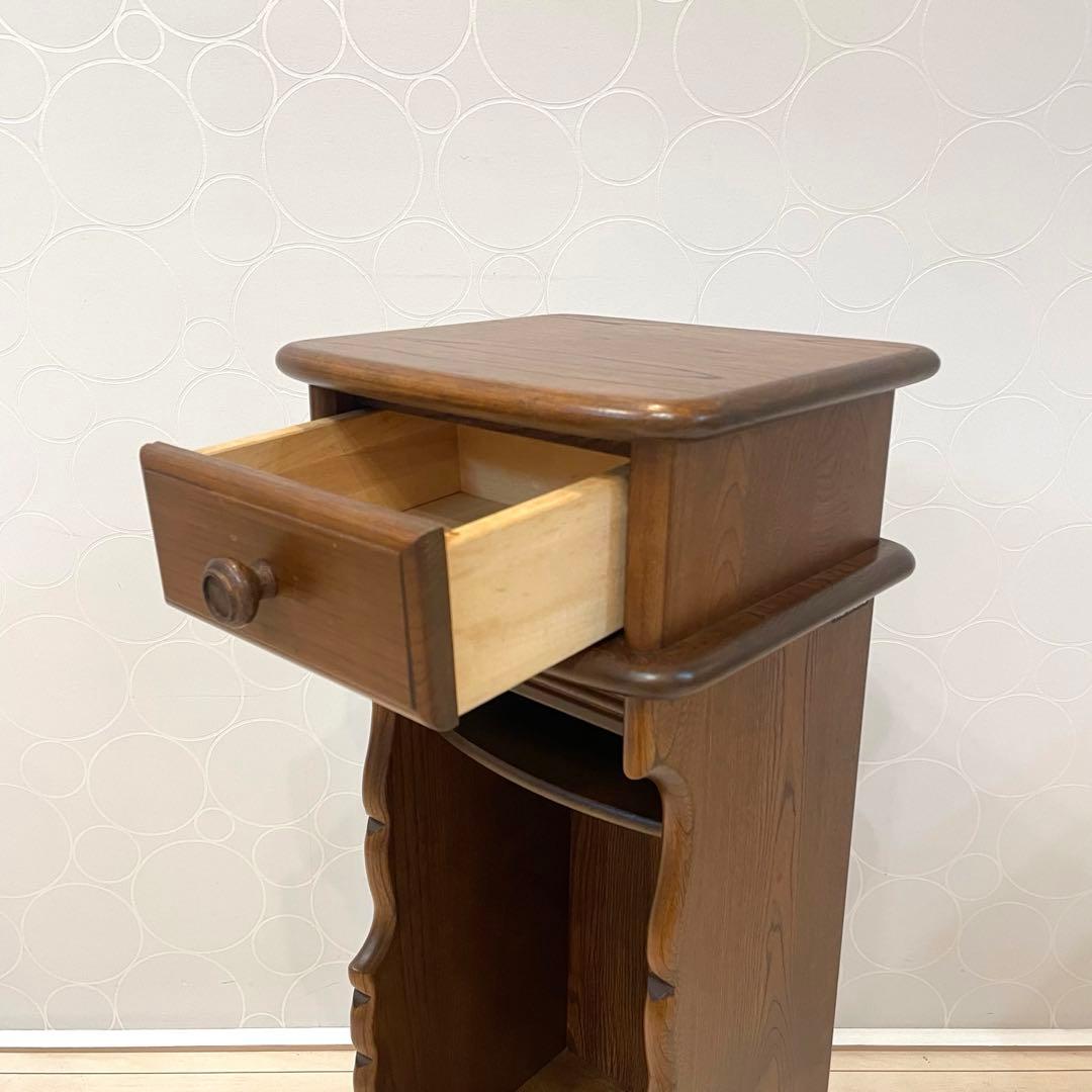 【希少】オールドカリモク 電話台 アンティーク スリムラック サイドチェスト