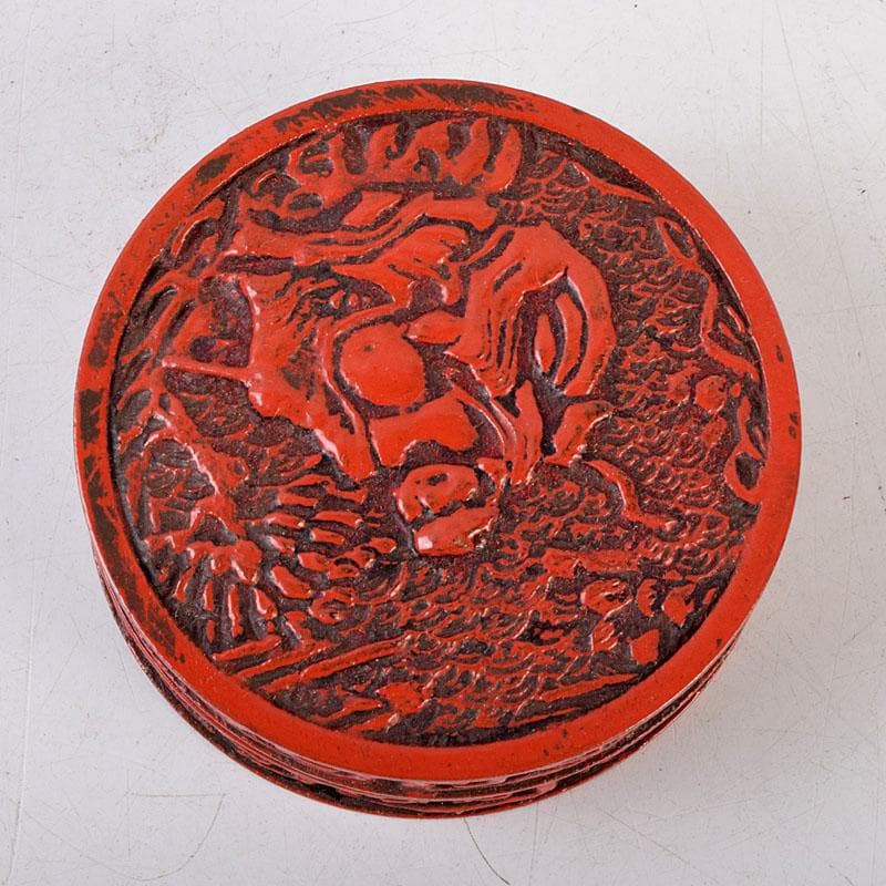 茶道具　漆塗　堆朱香合　仕覆付　C　8669