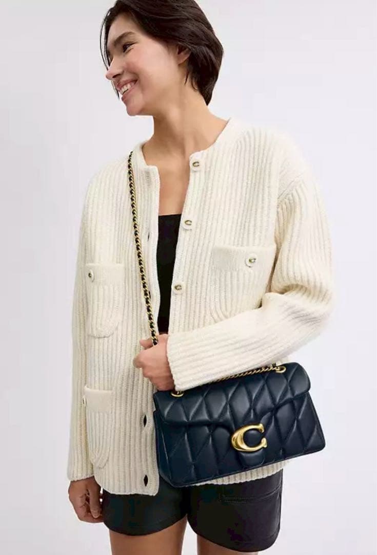 coachコーチタビーショルダーバッグ 26 キルティングネイビー紺色CP150