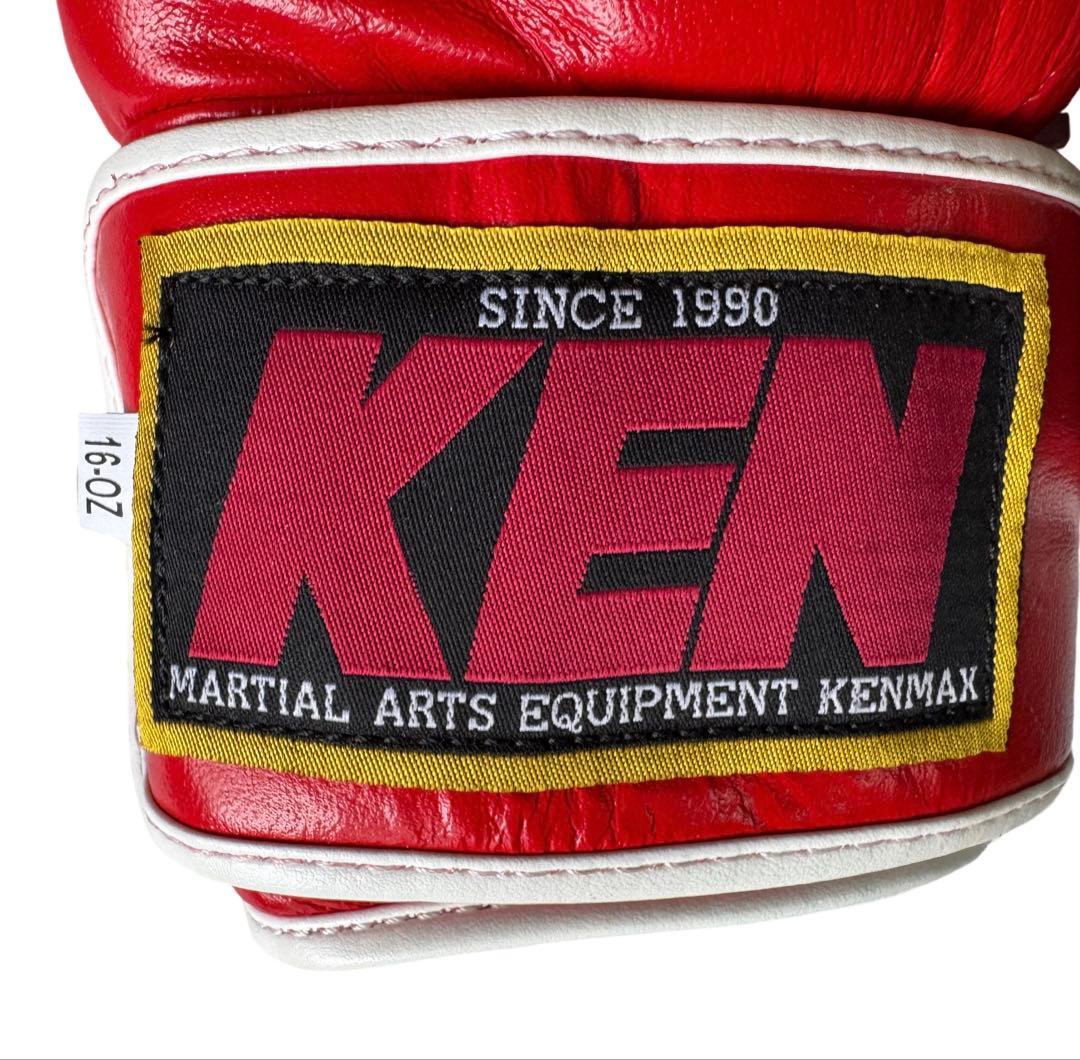 KENMAX ボクシンググローブ 16oz ホワイト/レッド/ブラック