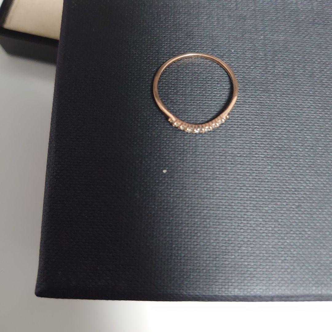 ピンクゴールドK10 V字型リング