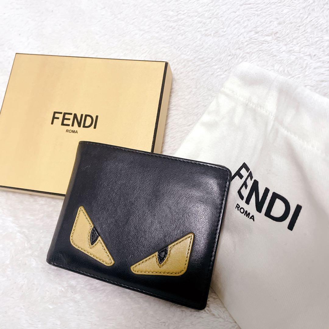 FENDI 二つ折り財布　フェンディ モンスター　バグズアイ折り財布　ウォレット