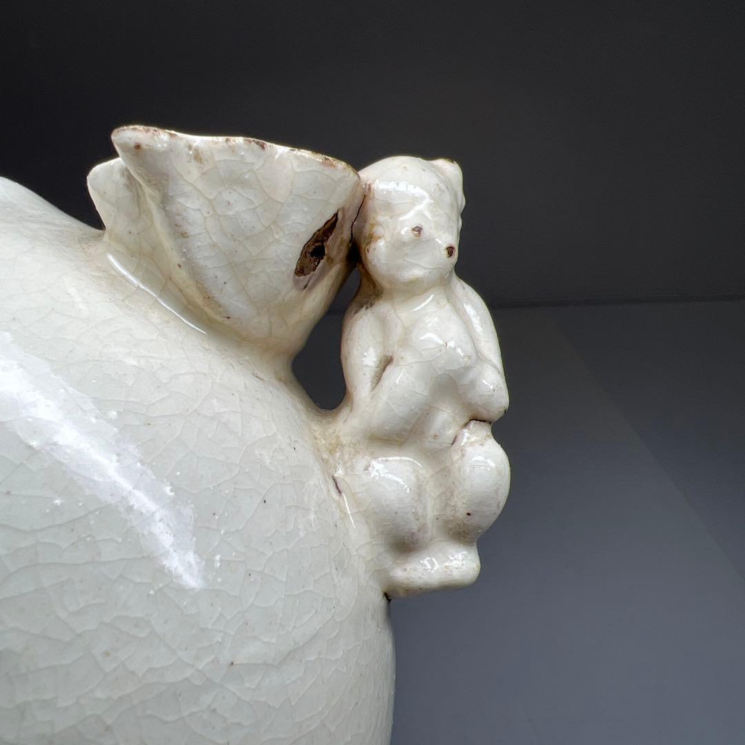 朝鮮美術　李朝桃形水注　鑑定箱付　幅約12㎝　東Y7-0609⭐︎2Fトコチ