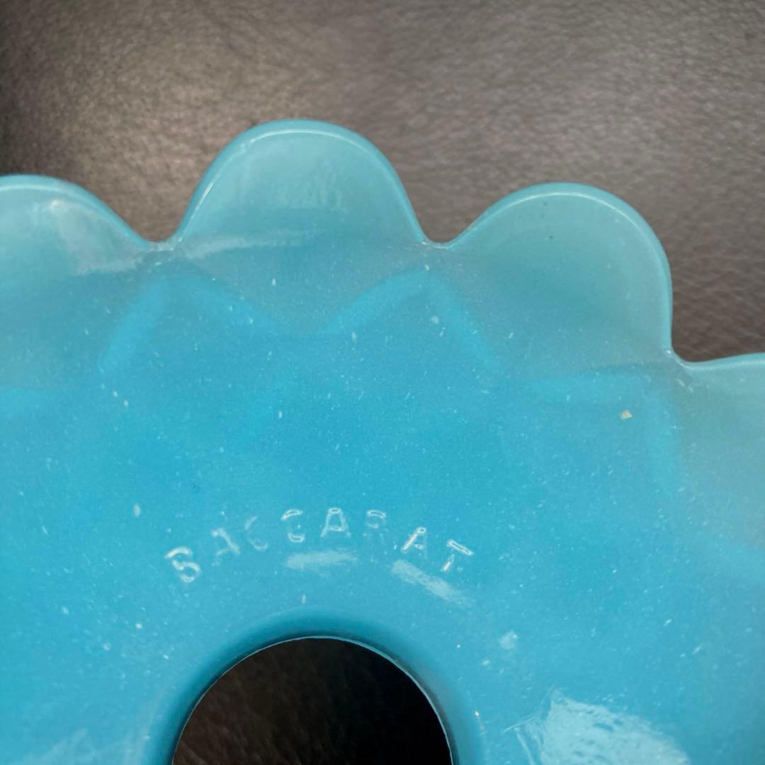 オールドバカラ　ミニシャンデリア　（刻印入）　ブルーオパールセント　フランス