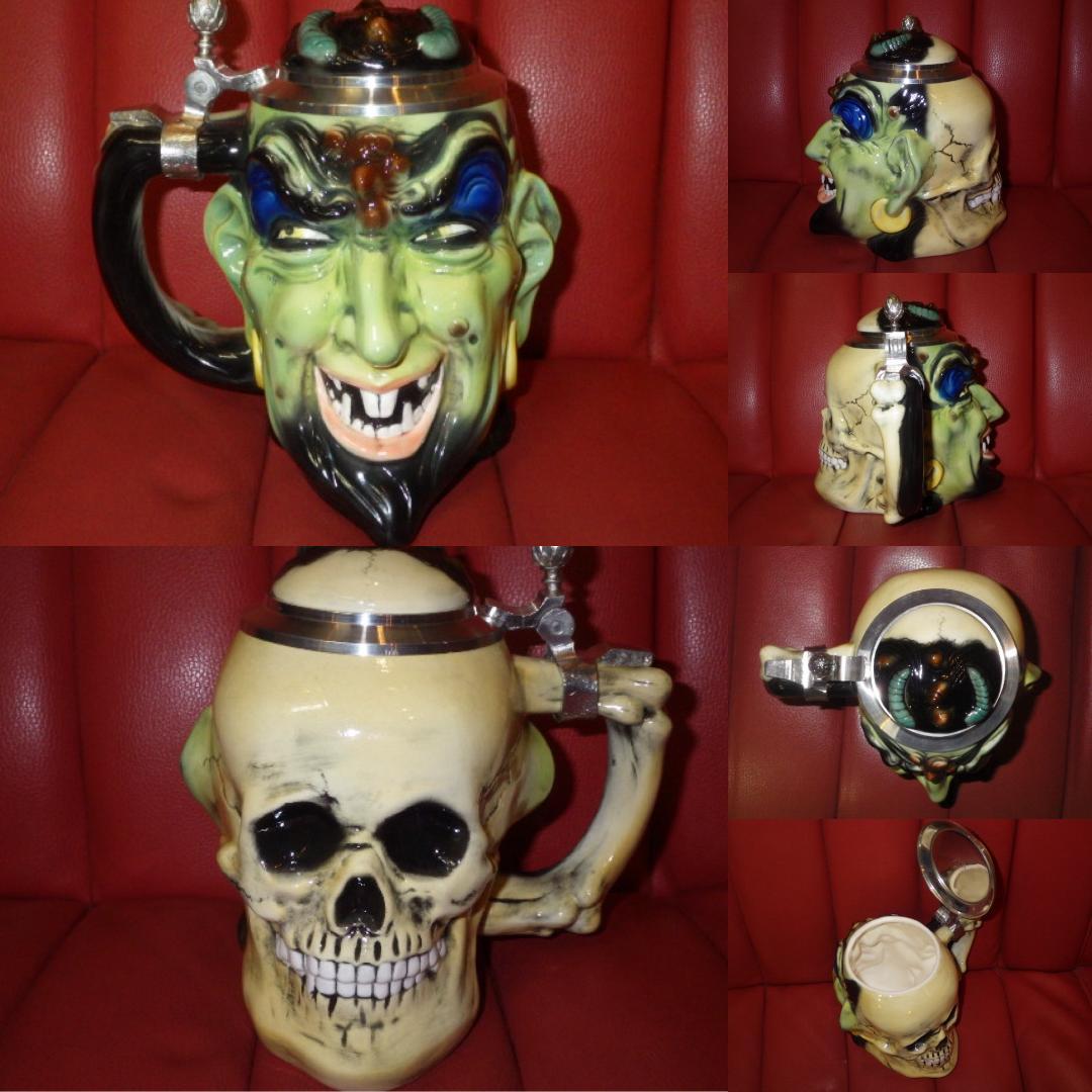 デビル★スカル★タンカード★ツーフェイス★悪魔★置物★髑髏★ビアマグ★ビンテージ