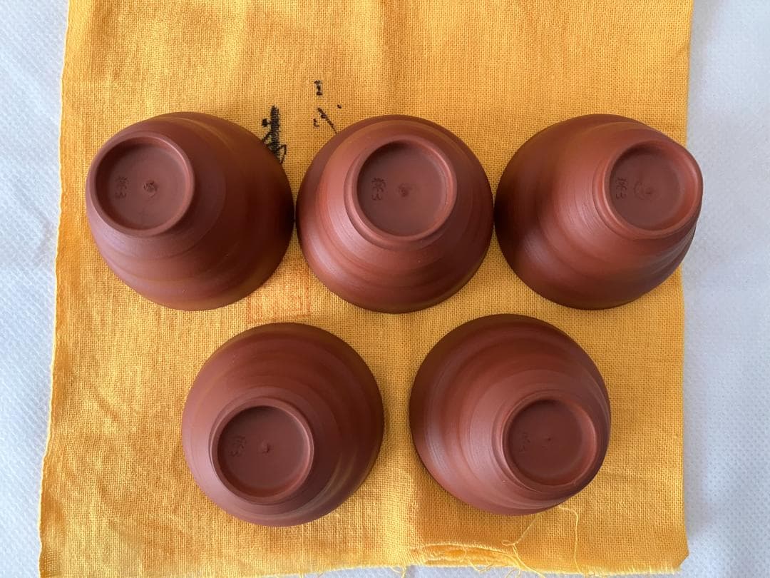 人間国宝　三代目 山田常山作　常滑焼　朱泥　茶器セット