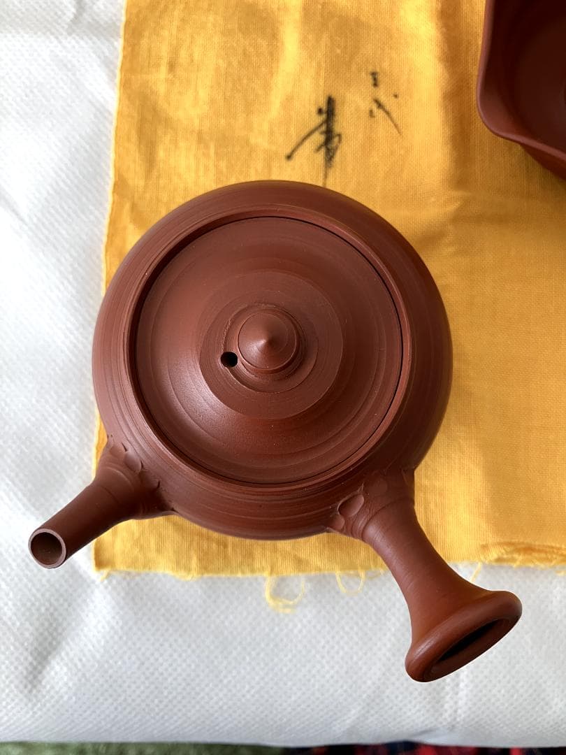 人間国宝　三代目 山田常山作　常滑焼　朱泥　茶器セット