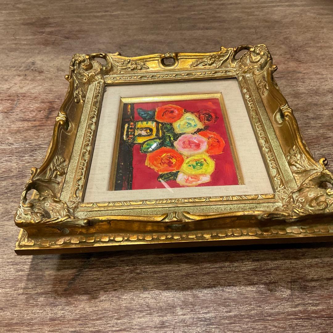市村司「ばら」薔薇/バラ 油彩 アートクラブ会員 油彩画 額付き アート 絵画
