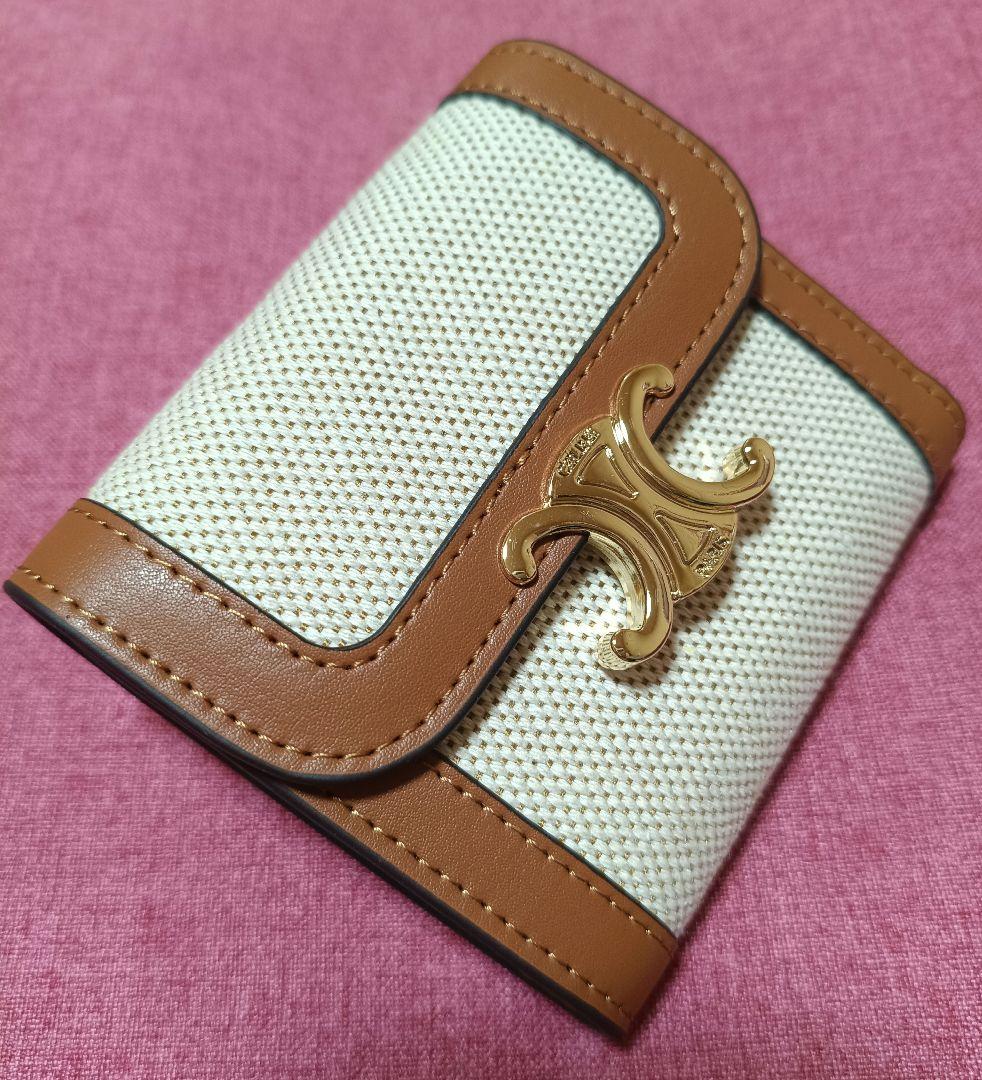 新品未使用 並輸CELINE 三つ折り財布 トリオンフ キャンバス ブラウン