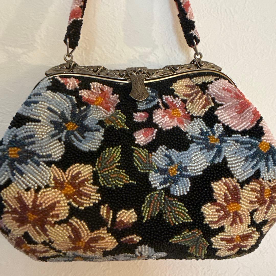 ビーズバッグ 花柄