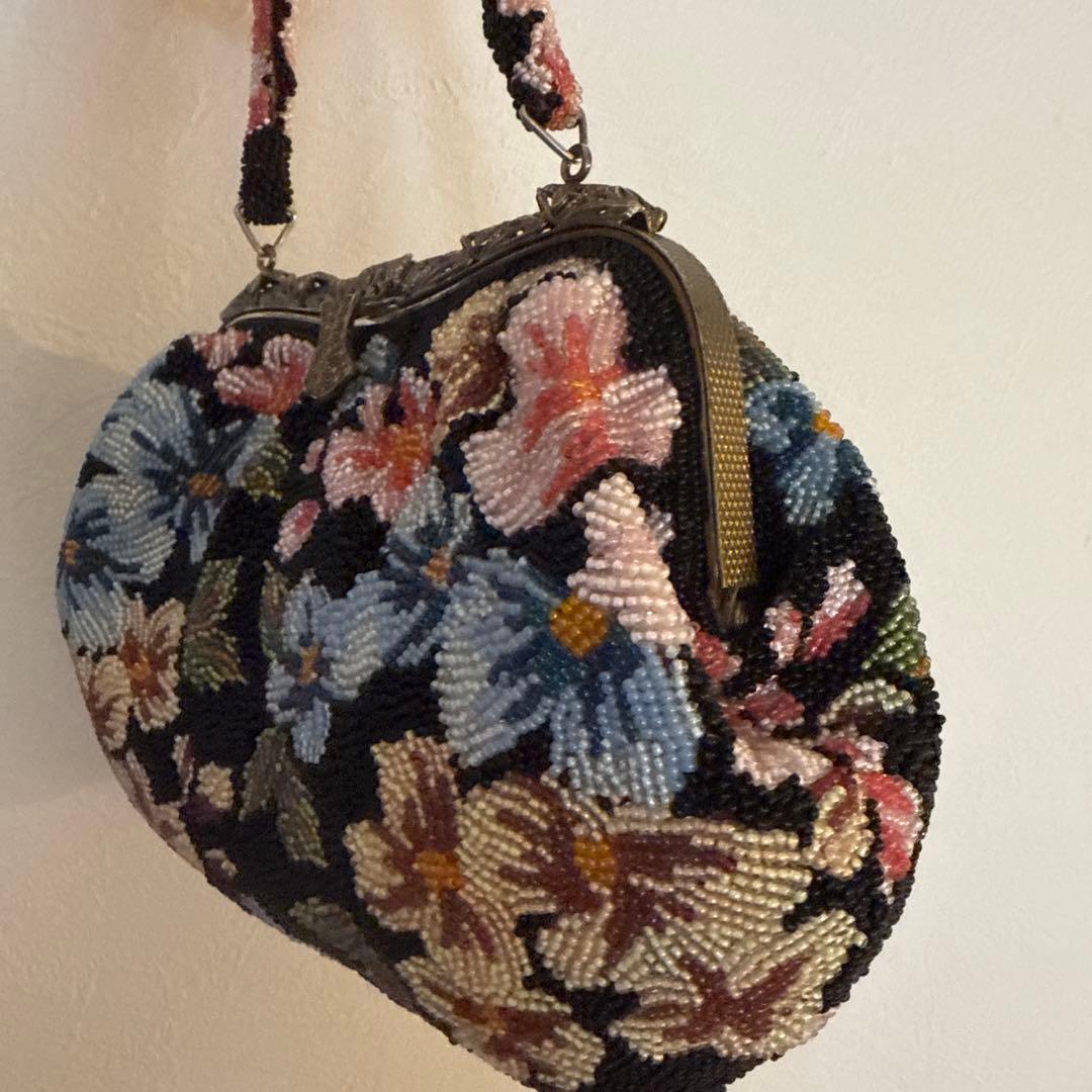 ビーズバッグ 花柄