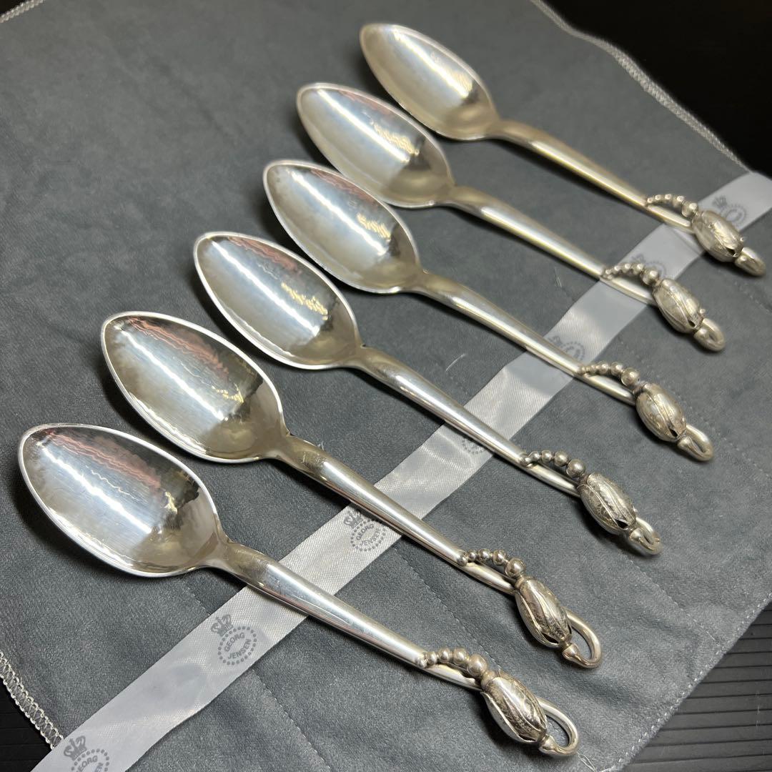 ジョージジェンセンブロッサムsterling925デザートスプーン6本208g