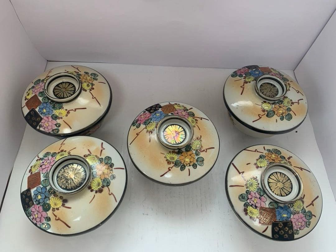 九谷焼　蓋物碗　五客　送料込み