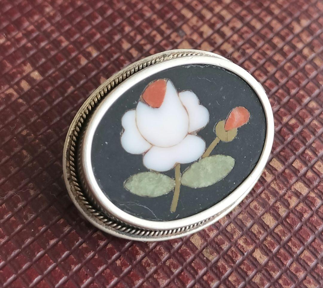 Pietra Dura フローレンスモザイクブローチ インレイアンティーク800