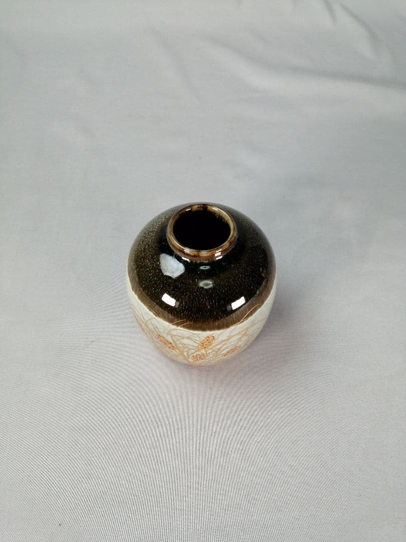 【茶事具】小峠葛芳造　吉兆草之絵　丹山窯　振り出し　菓子器202